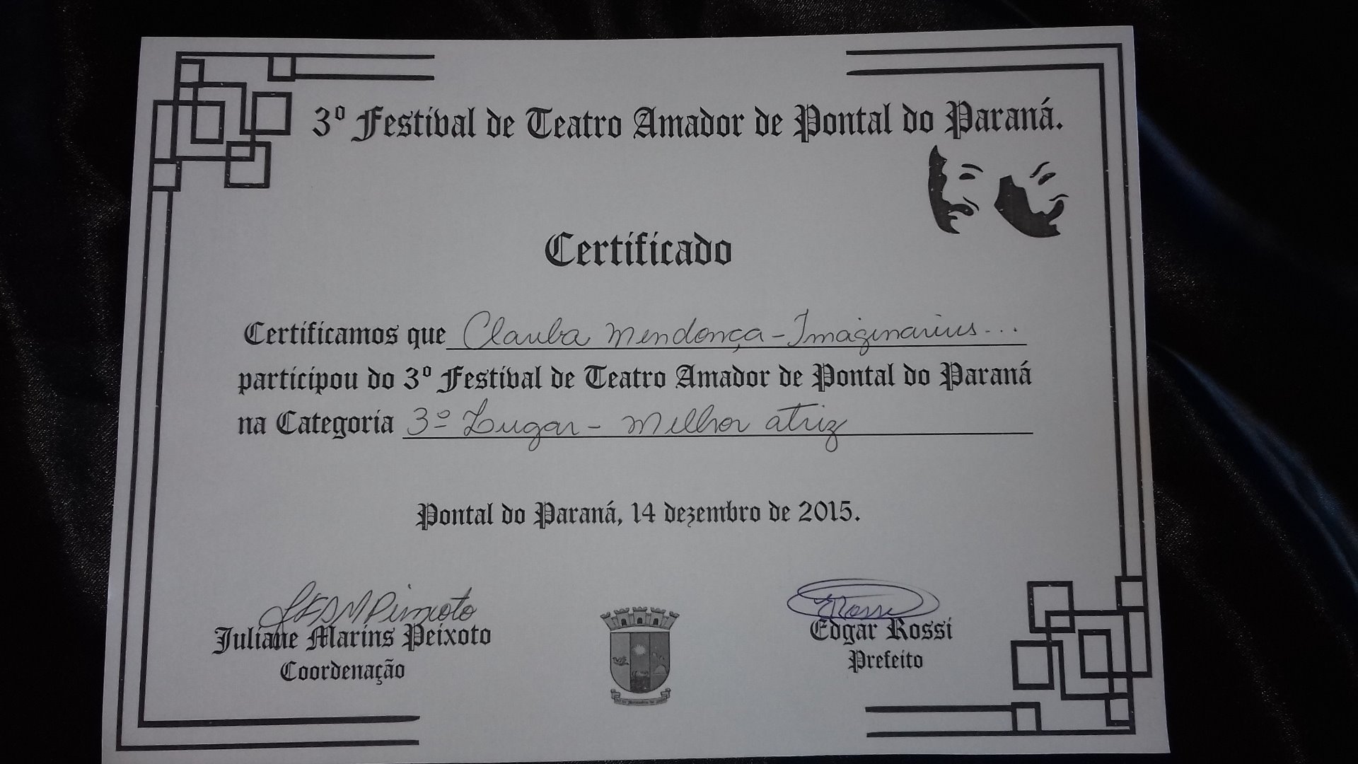 Primeiro festival a gente nunca esquece!, prêmio pela personagem Dona Leonilda, 2015