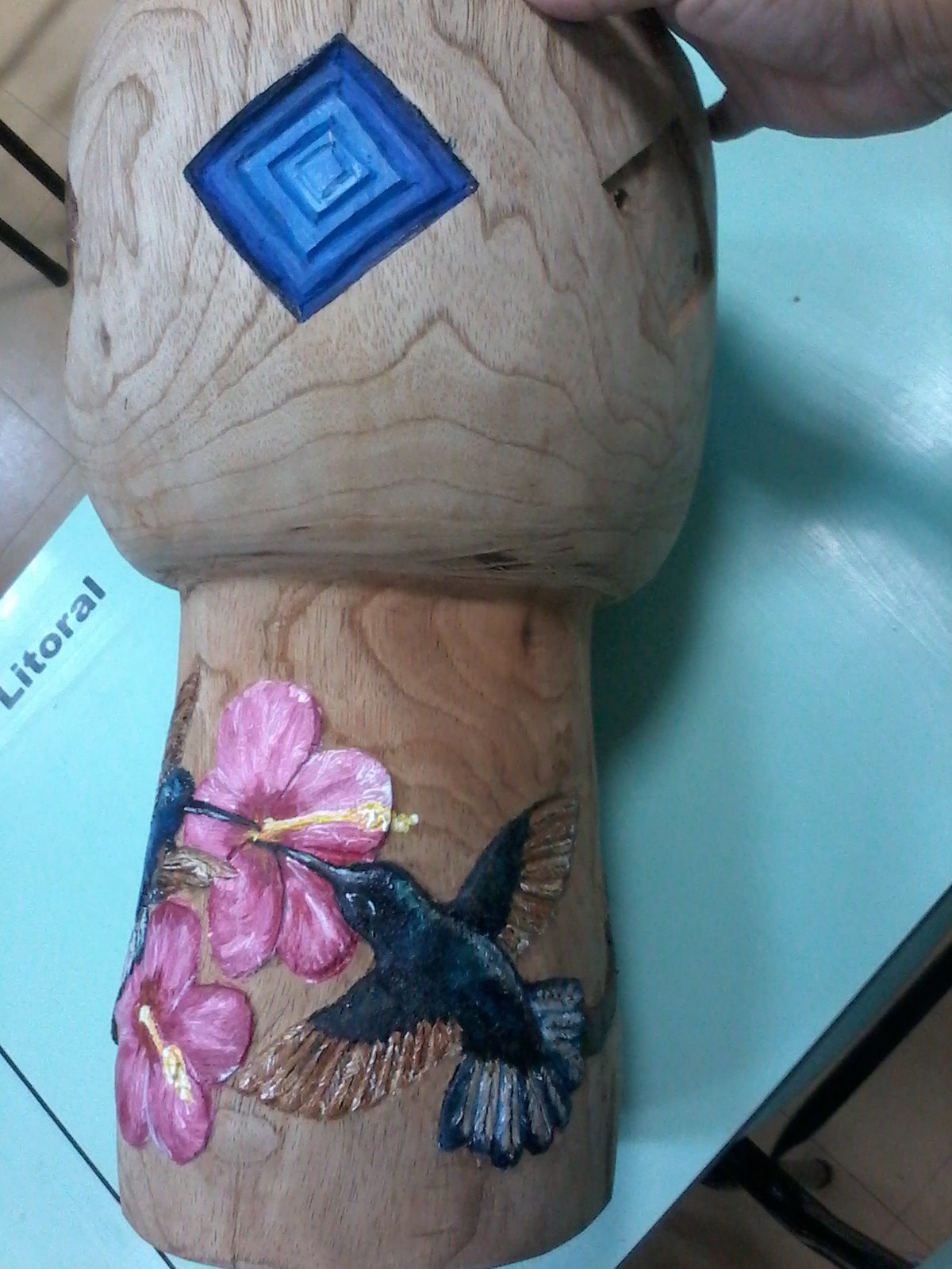 Pintura em tambor,  acrílica sobre madeira, 2016.